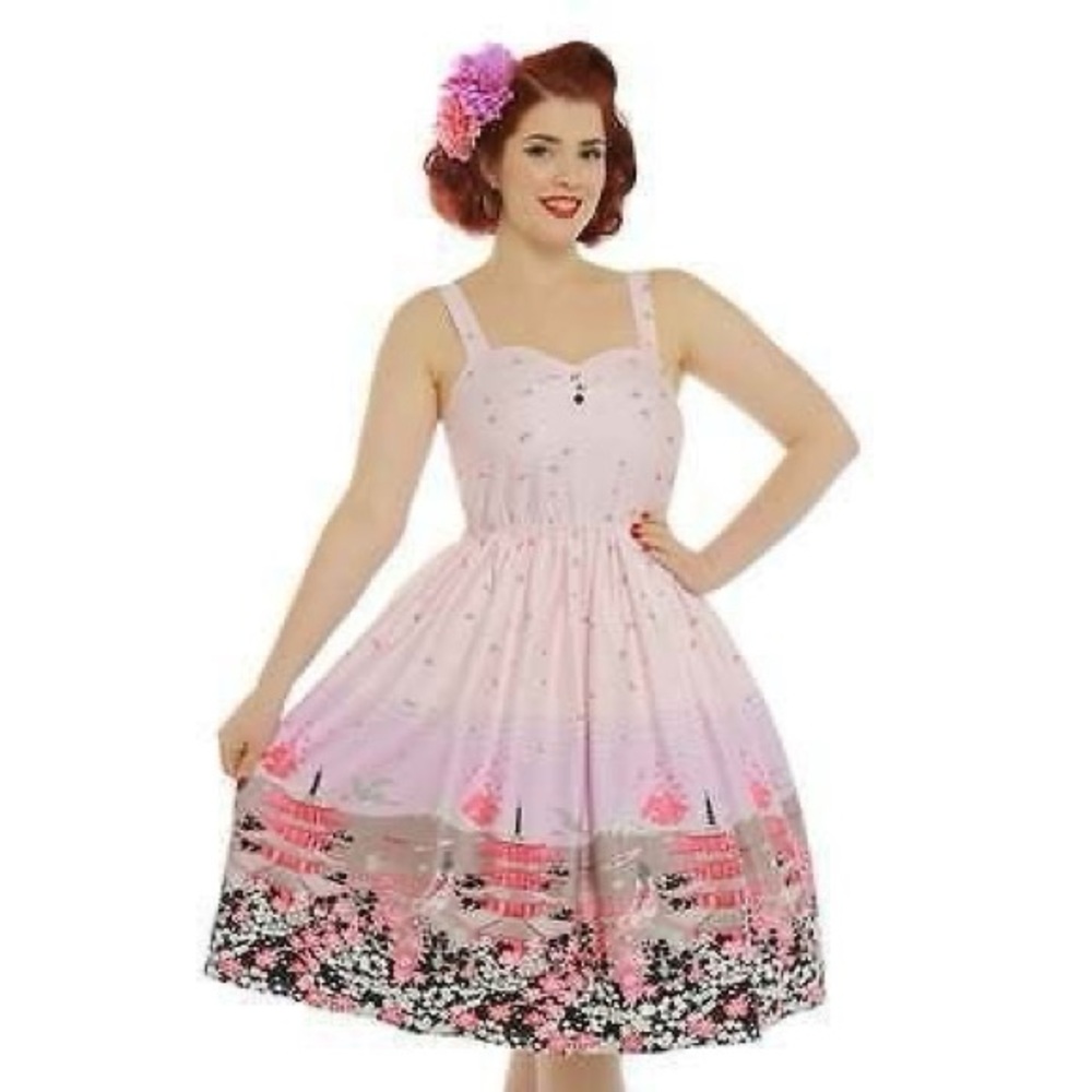ULTRA RARE Lindy Bop Bambi Floral Japanese Swing Dress Size 8